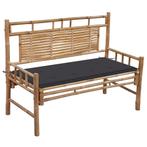 vidaXL Tuinbank met kussen 120 cm bamboe, Tuin en Terras, Tuinbanken, Verzenden, Nieuw, Hout