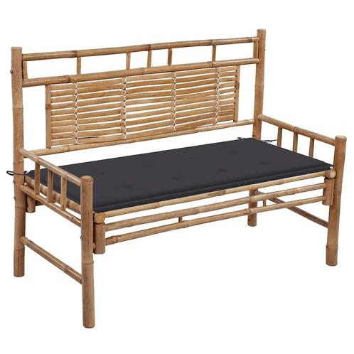 vidaXL Tuinbank met kussen 120 cm bamboe, Tuin en Terras, Tuinbanken, Nieuw, Hout, Verzenden