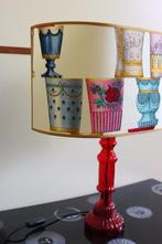 Lamp - Met lampenkap van Fornasetti-stof - glas, stof,, Antiek en Kunst
