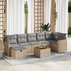 vidaXL 8-delige Loungeset met kussens poly rattan beige, Tuin en Terras, Tuinsets en Loungesets, Nieuw, Loungeset, 7 zitplaatsen