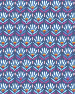 Viscose Poplin Bloemen Marine Blauw, Hobby en Vrije tijd, Stoffen en Lappen, Blauw, Nieuw