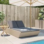 vidaXL Ligbed 2-persoons met kussens poly rattan beige, Verzenden, Nieuw
