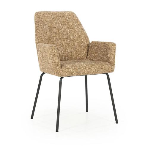 *WOONWINKEL* Eleonora Indy Stoel Met Armleuningen Mosterd Ge, Huis en Inrichting, Stoelen, Nieuw, Stof, Verzenden