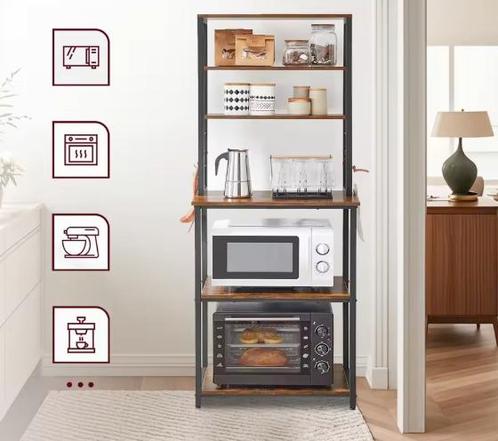 5-Laags Keukenrek Metaal & Hout – Magnetron & Opbergrek, Huis en Inrichting, Keuken | Keukenelementen, Nieuw, Verzenden