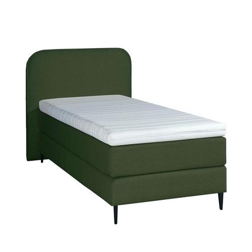 Mörgenn Bouclé Eenpersoons Boxspring Groen 90x210, Huis en Inrichting, Slaapkamer | Boxsprings, Groen, Nieuw, Verzenden