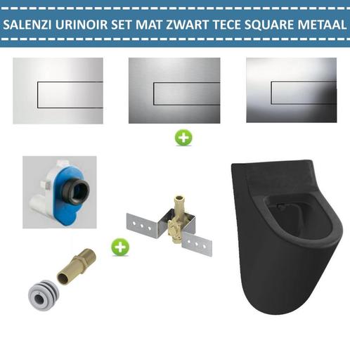 Urinoir Set Salenzi Hung Achterinlaat Mat Zwart met TECE, Doe-het-zelf en Verbouw, Sanitair, Overige typen, Nieuw, Chroom, Ophalen of Verzenden