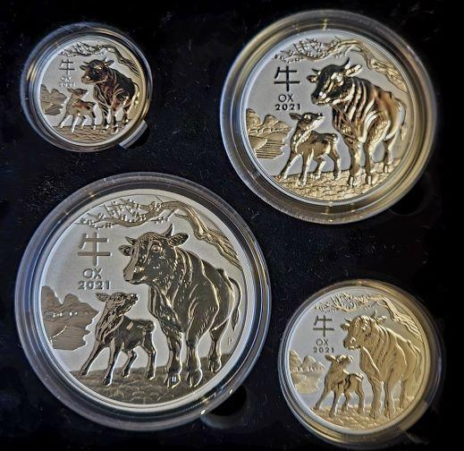 Set - Lunar III - 1/2 oz t/m 5 OZ - 2021- Year of the OX, Postzegels en Munten, Munten | Oceanië, Losse munt, Zilver, Verzenden