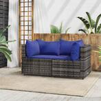 vidaXL Tuinhoekbanken met kussens 2 st poly rattan grijs, Tuin en Terras, Verzenden, Nieuw, Rotan