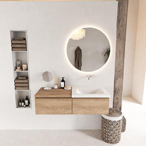 MONDIAZ BUKLA 120cm badmeubel met module 60 kleur Washed Oak, Doe-het-zelf en Verbouw, Sanitair, Bad, Nieuw, Ophalen of Verzenden