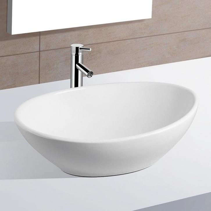 Waskom BWS Opbouw Keramiek Ovaal 40.5x33x14.5 cm Wit, Doe-het-zelf en Verbouw, Sanitair, Overige typen, Nieuw, Ophalen of Verzenden