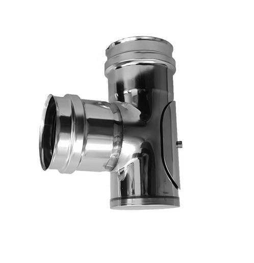 RVS pelletpijp enkelwandig T-stuk met luik F/F Ø80mm, Huis en Inrichting, Kachels, Vrijstaand, Nieuw, Hout, Ophalen of Verzenden