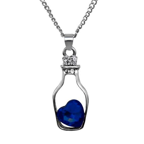 Fako Bijoux® - Ketting - Fles Met Hart - Donkerblauw, Sieraden, Tassen en Uiterlijk, Kettingen, Verzenden
