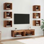 vidaXL TV-kast met LED-striplichten met lade 8 pcs Oud Hout, Minder dan 50 cm, Verzenden, Nieuw, Minder dan 100 cm