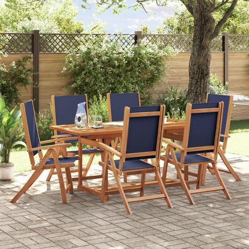 vidaXL 7-delige Tuinset massief acaciahout en textileen, Tuin en Terras, Tuinsets en Loungesets, Tuinset, Nieuw, 6 zitplaatsen