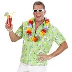Luau shirt groen met witte bloemen - Hawaii kleding, Nieuw, Ophalen of Verzenden