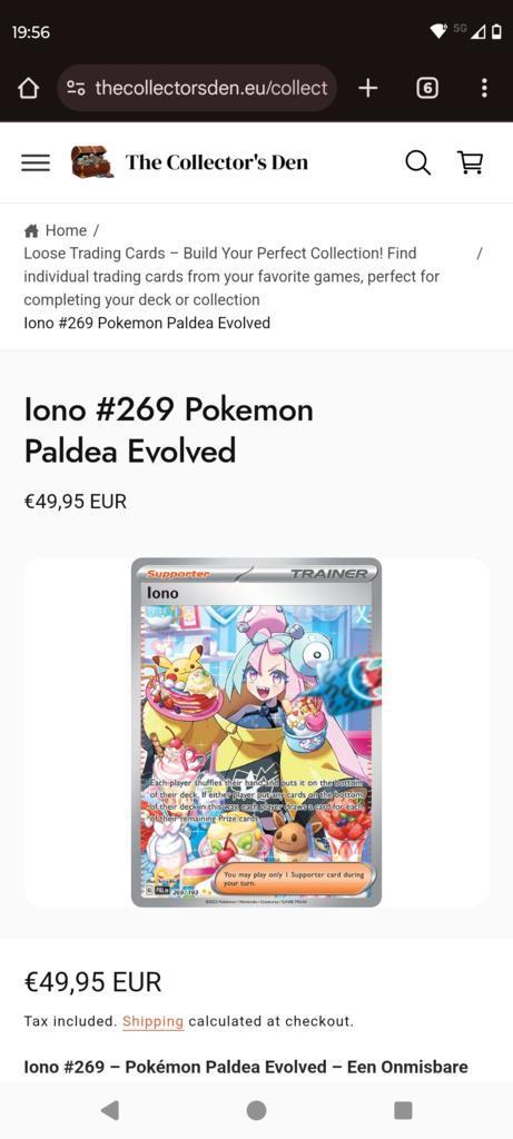 Pokemon trainer iono, 269 from paldea evolved., Hobby en Vrije tijd, Verzamelkaartspellen | Pokémon, Losse kaart, Nieuw, Foil