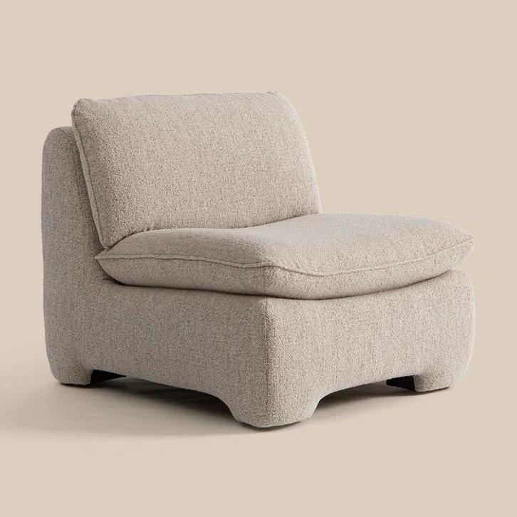 *WOONWINKEL* Retro Fauteuil Beige Boucle Stof, Huis en Inrichting, Fauteuils, Nieuw, Stof, Verzenden