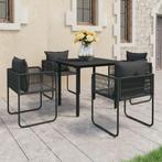 vidaXL 5-delige Tuinset PVC-rattan zwart, 4 zitplaatsen, Kunststof, Verzenden, Nieuw