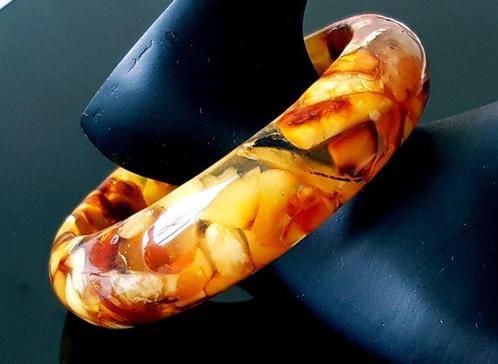 Amber Vintage Baltische Amber Armband - Mozaïekstijl- 38 g, Verzamelen, Mineralen en Fossielen