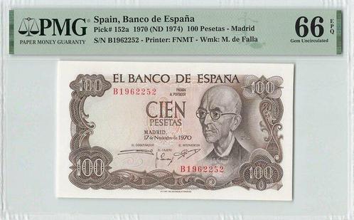 1970 Spain P 152a 100 Pesetas Pmg 66 Epq, Postzegels en Munten, Bankbiljetten | Europa | Niet-Eurobiljetten, Verzenden