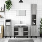 vidaXL 3-delige Badkamermeubelset bewerkt hout grijs sonoma, Huis en Inrichting, Badkamer | Badkamermeubels, Verzenden, Nieuw
