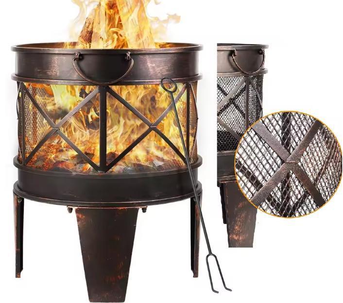 58x45cm Vuurmand antiek roestlook BBQ tuinhaard vonkbesch., Tuin en Terras, Vuurkorven, Nieuw, Verzenden
