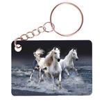 Sleutelhanger 6x4cm - Witte Paarden in branding Zee NIEUW, Verzamelen, Sleutelhangers, Ophalen of Verzenden, Nieuw
