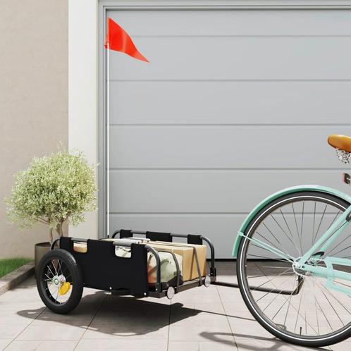 vidaXL Fietstrailer oxford stof en ijzer zwart, Fietsen en Brommers, Fietsaccessoires | Aanhangers en Karren, Nieuw, Verzenden