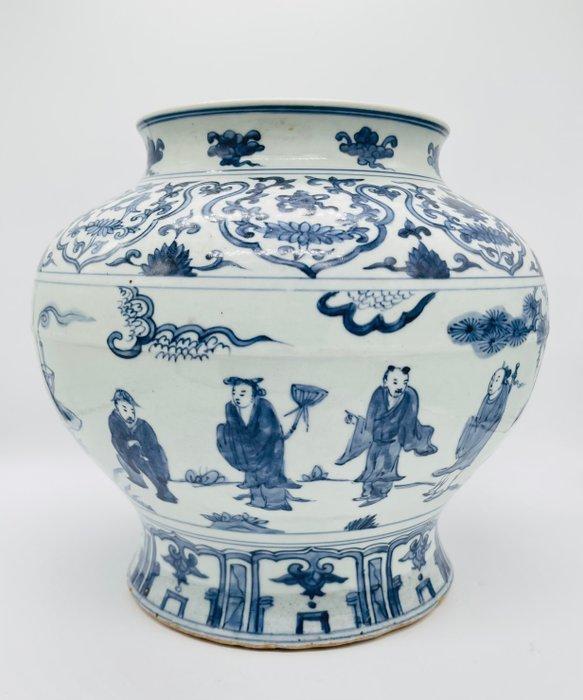 Vaas - Porselein - China - Grote vaas met figuren (Zonder, Antiek en Kunst, Antiek | Overige Antiek