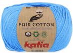 Katia Fair Cotton - 56 middenblauw - Biologisch Katoengare, Hobby en Vrije tijd, Breien en Haken, Ophalen of Verzenden, Nieuw