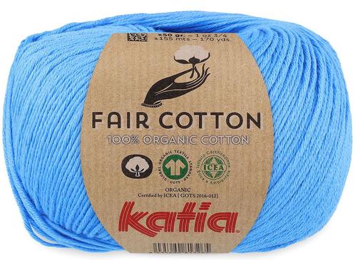 Katia Fair Cotton - 56 middenblauw - Biologisch Katoengare, Hobby en Vrije tijd, Breien en Haken, Ophalen of Verzenden
