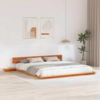 vidaXL Vloerbedframe met Nachtkastjes Wasbruin 180x200cm, Huis en Inrichting, Eenpersoons, Verzenden, Nieuw, 80 cm