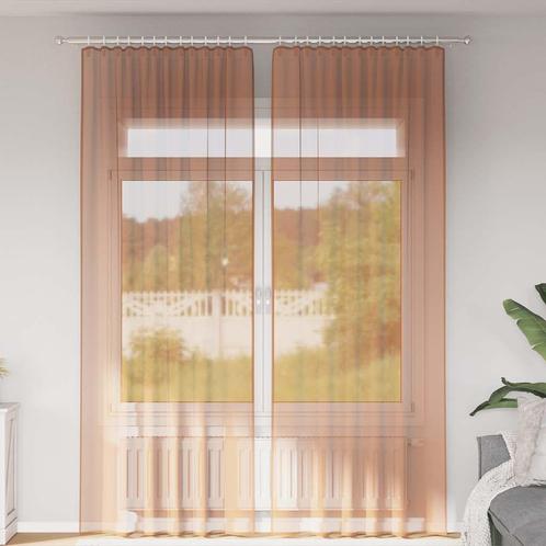vidaXL Gordijnen met lussen 2 st terracotta 140x260 cm, Huis en Inrichting, Stoffering | Gordijnen en Lamellen, Bruin, Nieuw, Verzenden