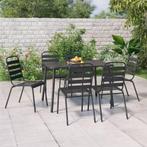 vidaXL 7-delige Tuinset staal antracietkleurig, Verzenden, 6 zitplaatsen, Nieuw, Rvs