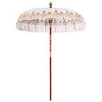 vidaXL Parasol Crème x 250 cm Katoen en massief hout, Tuin en Terras, Verzenden, Nieuw, 1 tot 2 meter