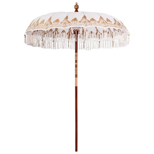 vidaXL Parasol Crème x 250 cm Katoen en massief hout, Tuin en Terras, Parasols, Nieuw, 1 tot 2 meter, Verzenden