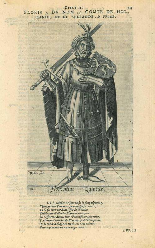 Portrait of Floris V, Count of Holland and Zeeland, Antiek en Kunst, Kunst | Etsen en Gravures