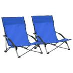 vidaXL Strandstoelen 2 st inklapbaar stof blauw, Tuin en Terras, Tuinstoelen, Verzenden, Nieuw