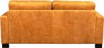 Cognac leren moderne 2.5-zitsbank - poot hout bruin - Kenia, 150 tot 200 cm, Ophalen of Verzenden, Rechte bank, Modern