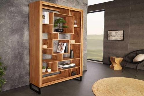 Massief houten boekenkast CUBUS 190 cm acaciahoningafwerking, Huis en Inrichting, Kasten | Overige, Ophalen of Verzenden