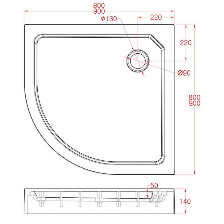Fusion Douchebak Opbouw Kwartrond 90X90X14 Cm, Doe-het-zelf en Verbouw, Sanitair, Ophalen of Verzenden