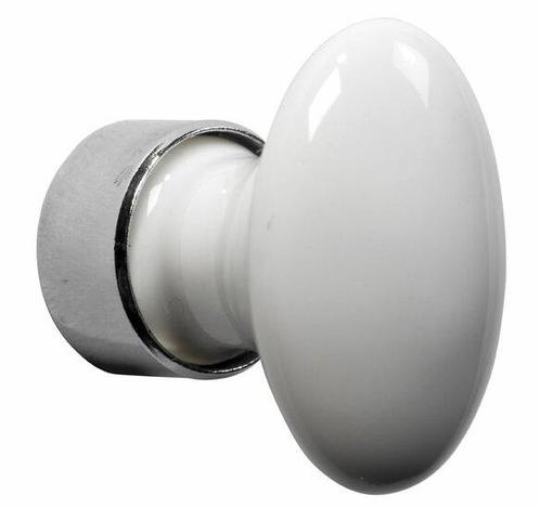 Meubelknop ovaal porselein 33mm wit/glans nikkel, Doe-het-zelf en Verbouw, Hang- en Sluitwerk, Nieuw, Ophalen of Verzenden