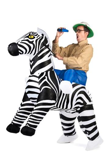 KIMU® Opblaasbaar Rijdend Op Zebra Kostuum Opblaaspak Paard
