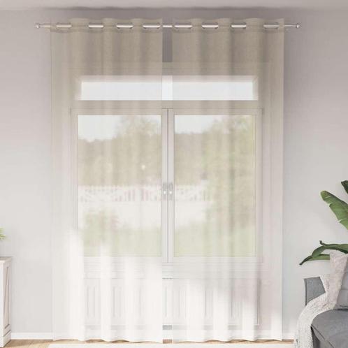 vidaXL Gordijnen Voile met doorvoertules 2 st 140x300 cm, Huis en Inrichting, Stoffering | Gordijnen en Lamellen, Crème, Nieuw