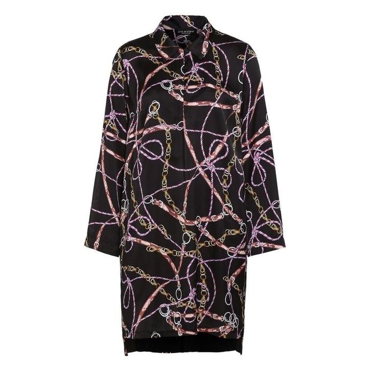 Ana Alcazar • zwarte satijnen jurk ketting motief • 38, Kleding | Dames, Jurken, Zwart, Nieuw, Maat 38/40 (M), Verzenden