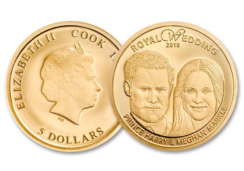 5 Dollar Gouden Royal Wedding munt Harry and Meghan, Postzegels en Munten, Munten | Amerika, Verzenden