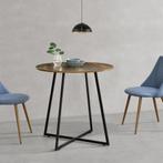 [en.casa] Eettafel Vaggeryd rond 78x80 cm zwart en houtkleur, Verzenden, Nieuw