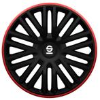 4-Delige Sparco Wieldoppen  Bergamo 14-inch zwart/rood, Auto diversen, Wieldoppen, Verzenden, Nieuw