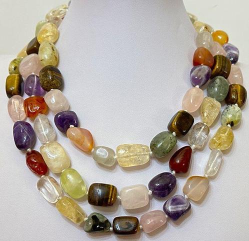 Ketting met natuurlijke multi-stenen. Gezondheid; Geluk;, Verzamelen, Mineralen en Fossielen