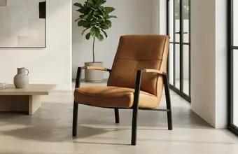 Leren fauteuils met armleuning, Huis en Inrichting, Fauteuils, Nieuw, Leer, Ophalen of Verzenden